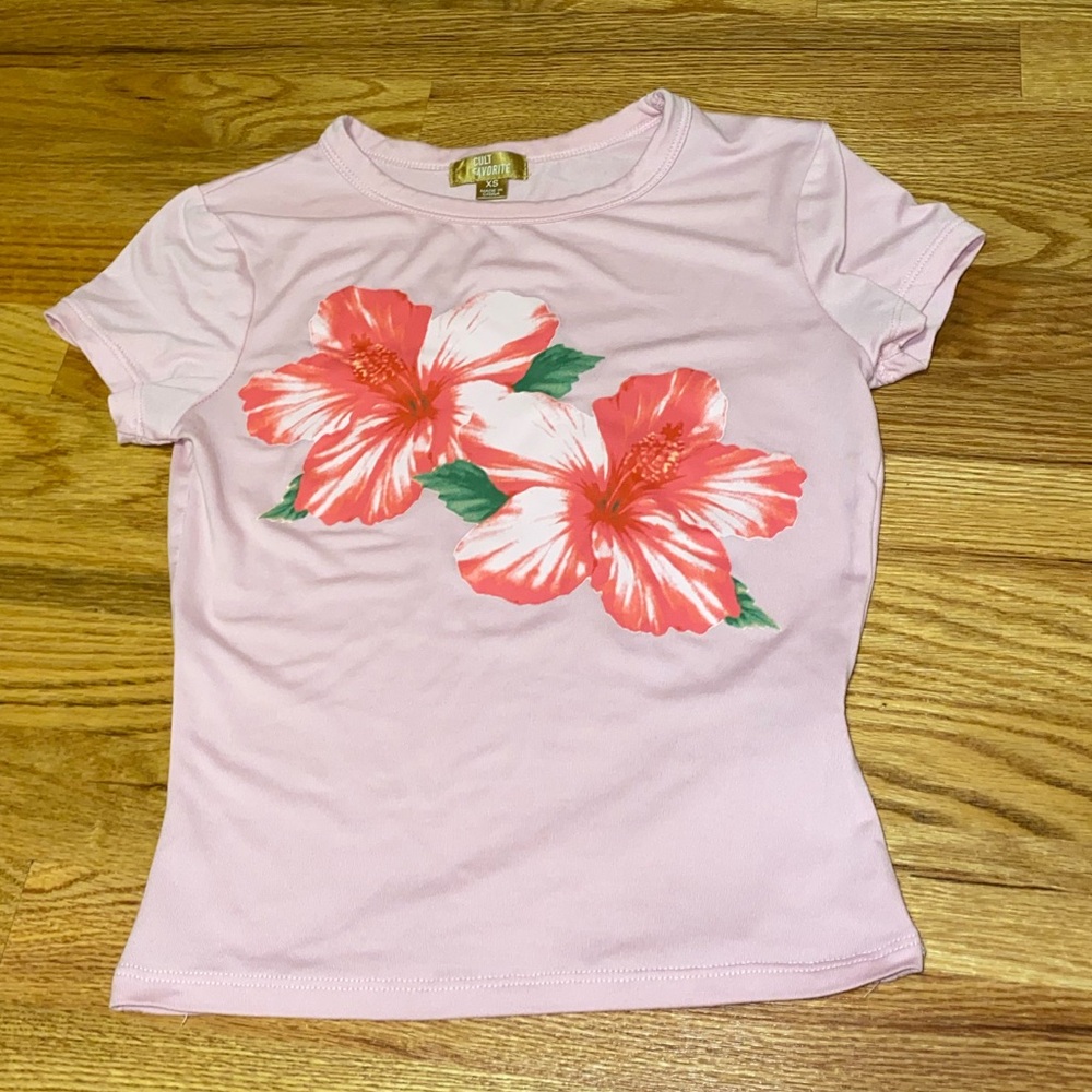Vintage Pink Cult Favorite Hibiscus baby tee